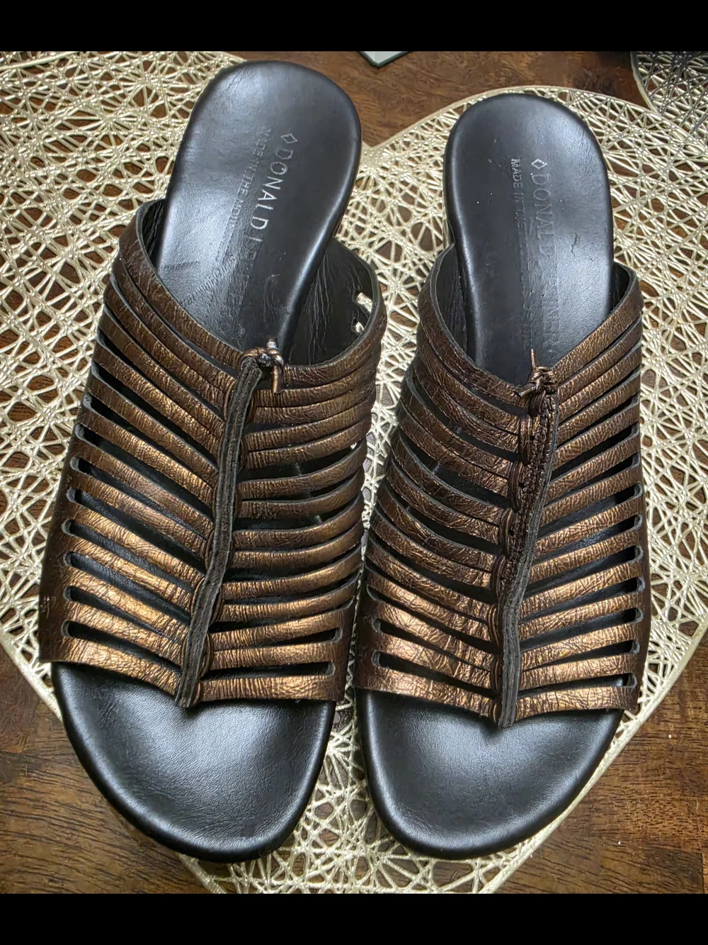Donald J. Pliner Chaya Metallic Bronze Slide Sandals